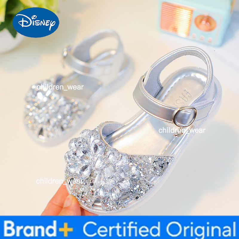 Disney Girls Sequins Crystal Princess Sandals Children Toes Capped Hollow Out Shoes Soft Bottom Kids Performance Shoes Size 23-34 H260303