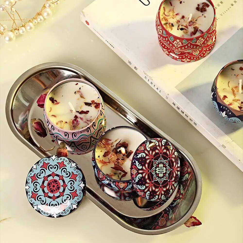 Can Candles Soy Wax Fragrance Scented Vintage Flower Rose Lavender Candle Jars For Wedding Birthday Gift W260303