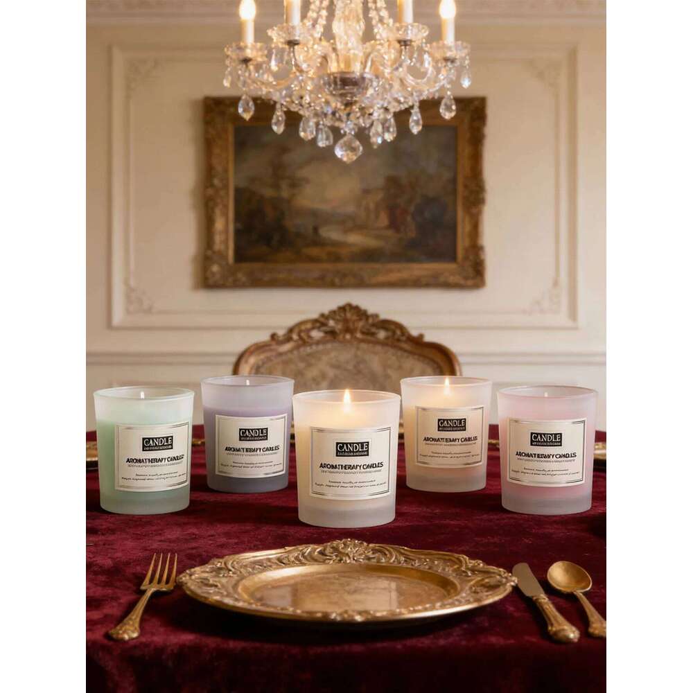 Frosted glass cup scented candle smokeless plant oil wax furniture decoration W260303