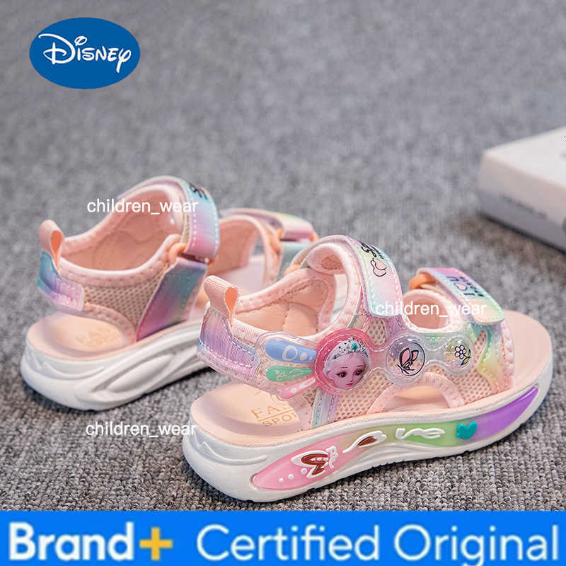 Disney Childrens Sandals Beach Summer Princess Fashion Childrens Shoes Sports Sandals Pink Purple 3-10 Year Old Girls Sandals H260303