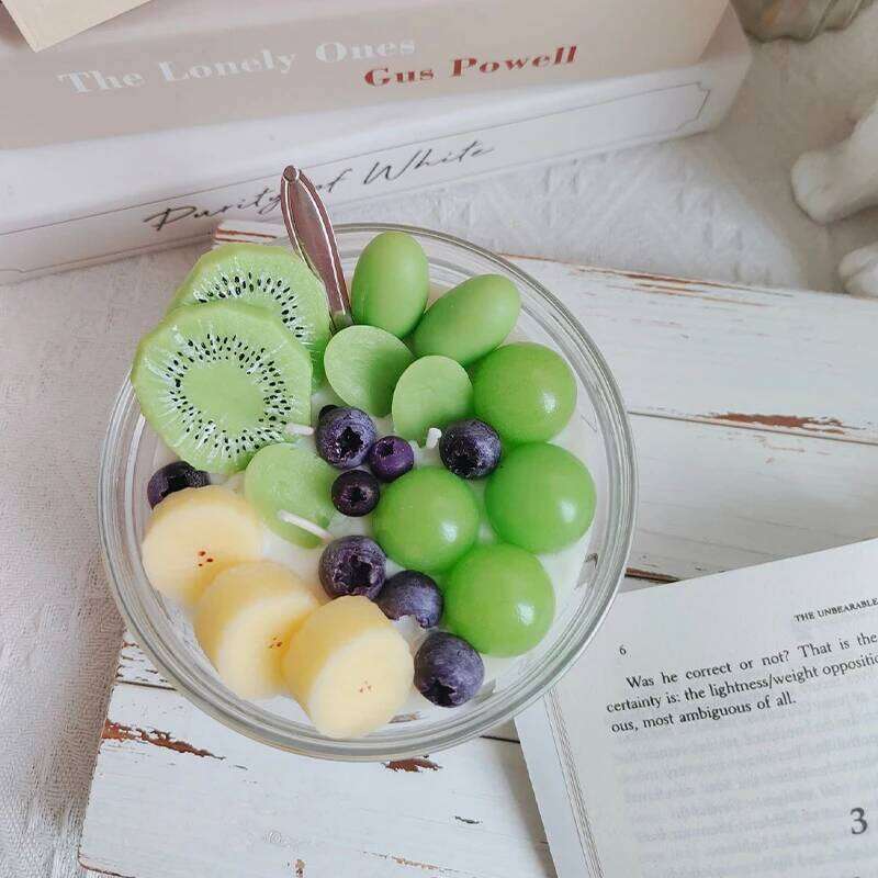 Handmade Scented Candle, Grape and Kiwi Fruit Cup, Soy Wax, Fragrance Ornament, Birthday Gift, Dessert Cup W260303