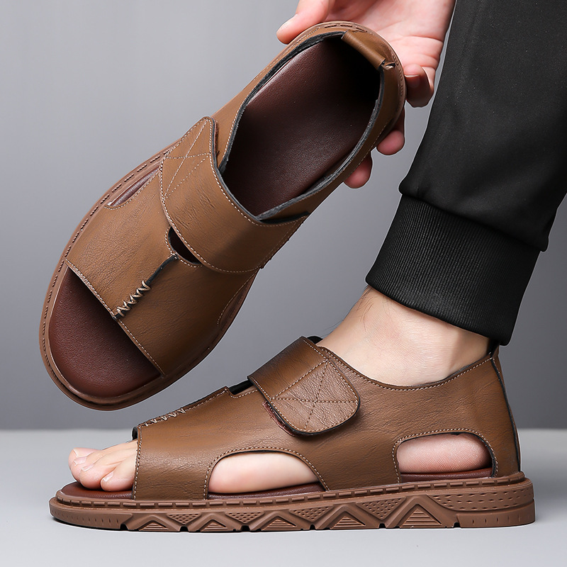 2025 Summer New Mens Outdoor Sandals Casual Beach Shoes White Breathable Soft Sole Non-Slip Roman Sandals 240615