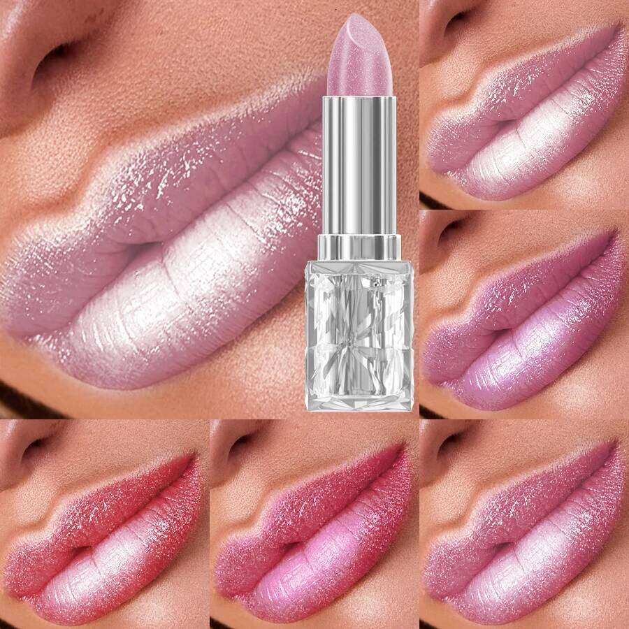7 colors Sparkling Metallic Finish Lipstick Hydrating Red Pink Glitter Tint Shine Color Highly Pigmented Lip Makeup Gift H260302