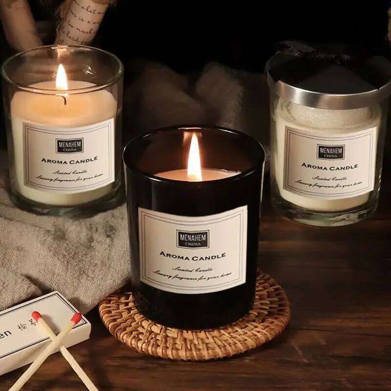 Glass Container Soy Wax Scented - Long-Lasting Natural Fragrance for Home Decor, Eco-Friendly Aromatherapy Candle W260303