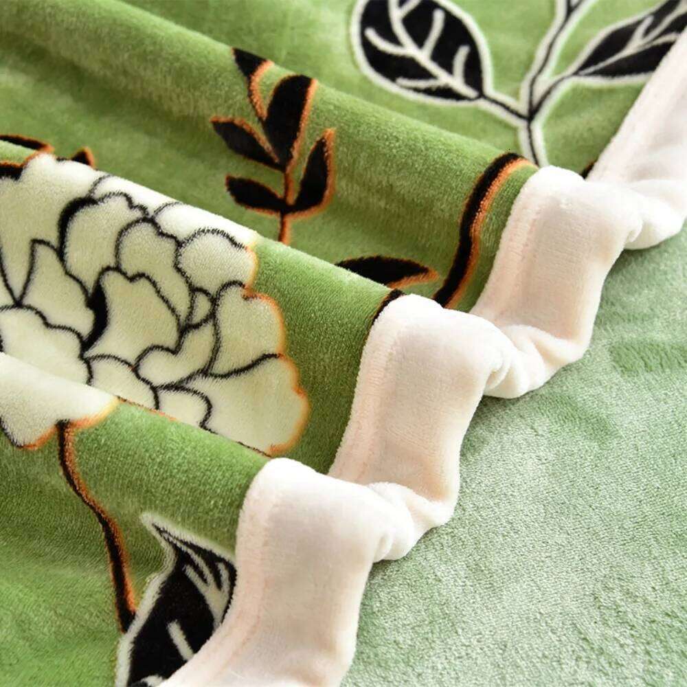 Winter Warm Floral Printed Bedding Luxury Milk Velvet Queen Thickened Soft Duvet Cover Pillowcase Bed Skirt Four Piece Set W260302