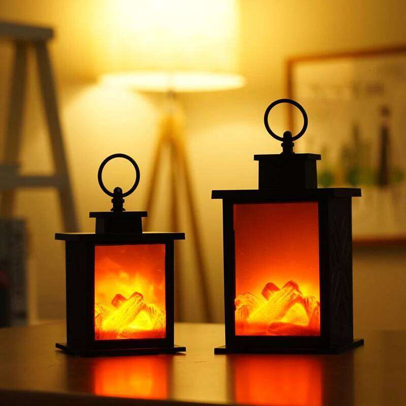 LED Fireplace Hand Held Decorations Table Lamp, Flame Warm Lighting, for Holiday Gift Party Camping Summer Home Decor S260302