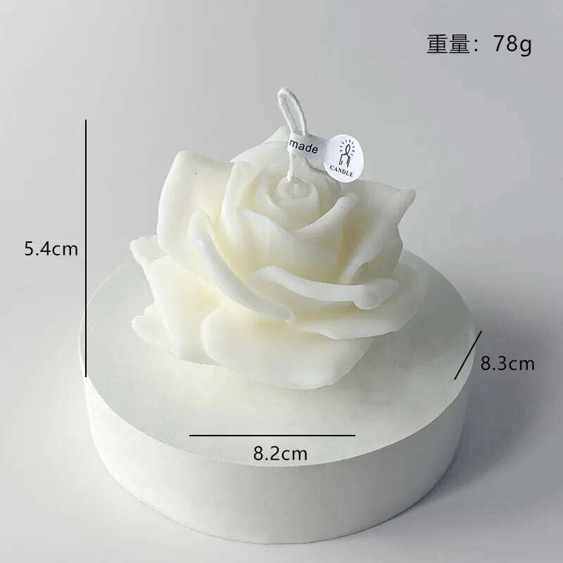 Rose Shaped Soy Wax Candles, Hand Decorated Smokeless, Ideal for Home Decoration, Valentine's Day, Birthdays and Wedding Gifts W260303
