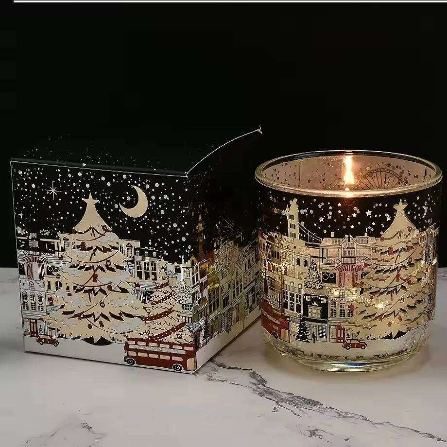 Scented Jar Festive Atmosphere Candles London Street Scene Pattern Heat Sensing Fragrance Candle for Holiday parties W260303