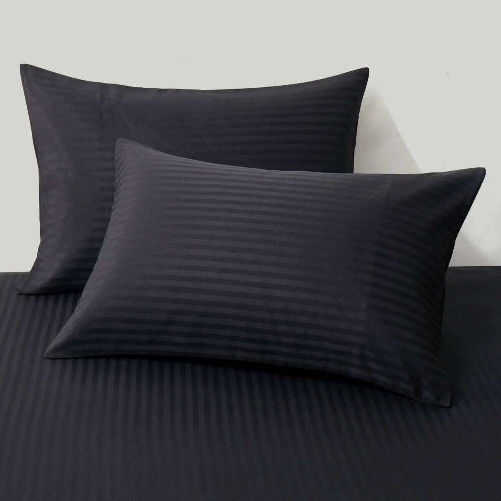 Black Satin Duvet Super Soft Luxury Silky Stripes Reversible Bedding Set 2/3 Piece Twin Queen Comforter Cover with Zipper W260302