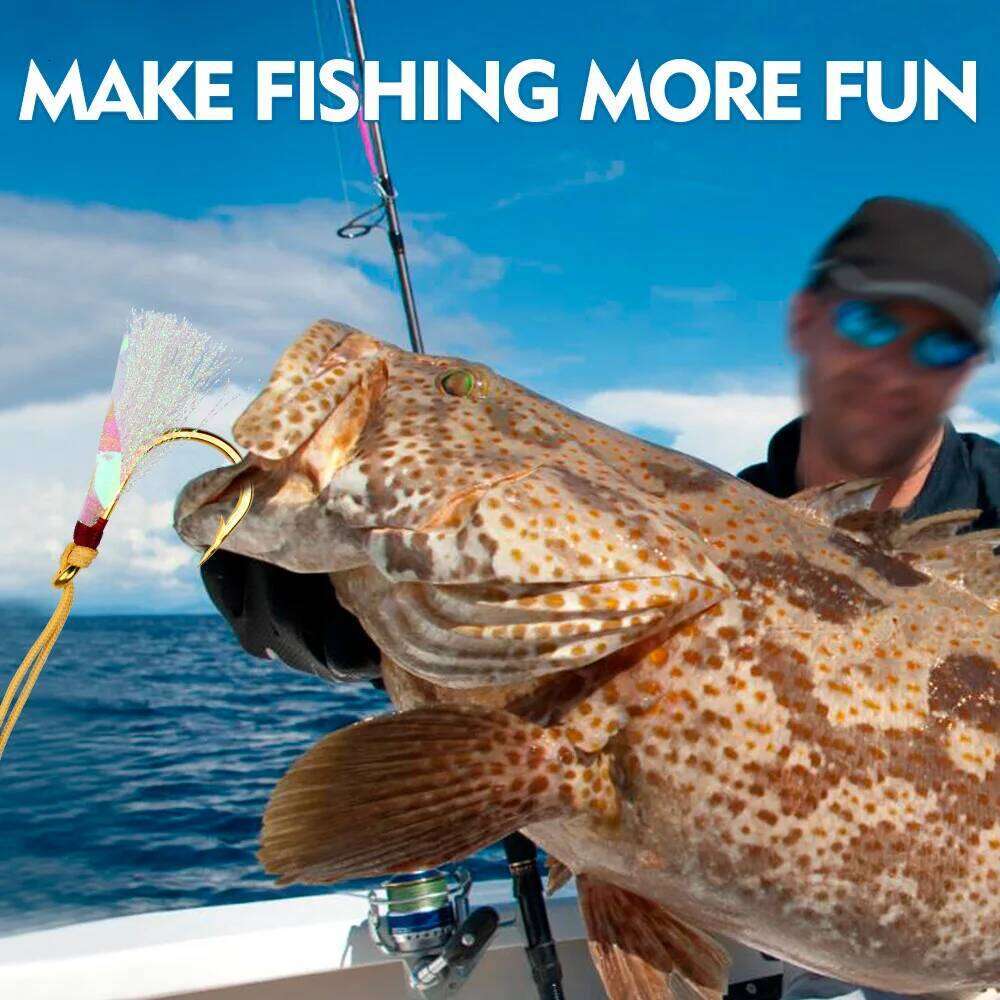 TSTB Barbed tying iron plate for sea fishing, anti-corrosion boat with lure-tying fur single hook fishing gear Z260228