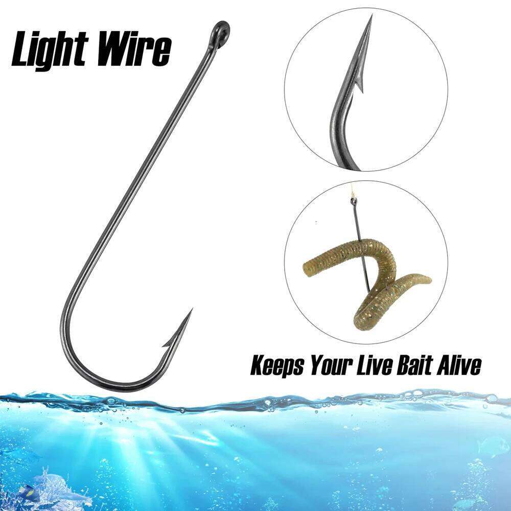 FishTrip Aberdeen Hooks 50-200pcs Long Shank Barbed Sea Fishing High Carbon Steel Carp Jig Worm Hook Freshwater Z260228