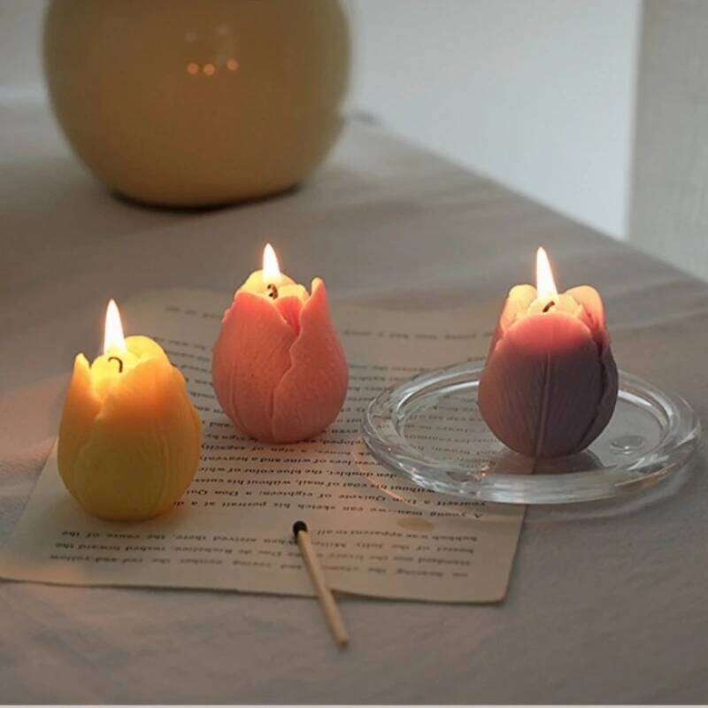 1pc Tulip Aromatherapy Simulation Handmade Creative Gift Ornament Flower Shaped Candle for Mother's Day W260303