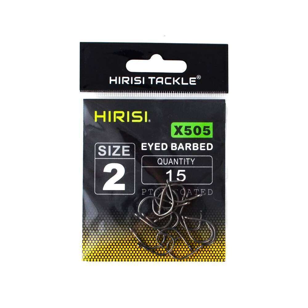 Hirisi 45 x PTFE Coated High Carbon Stainless Steel Barbed Fish With Eye Carp Fishing Hook Link Accessories X505 Z260228