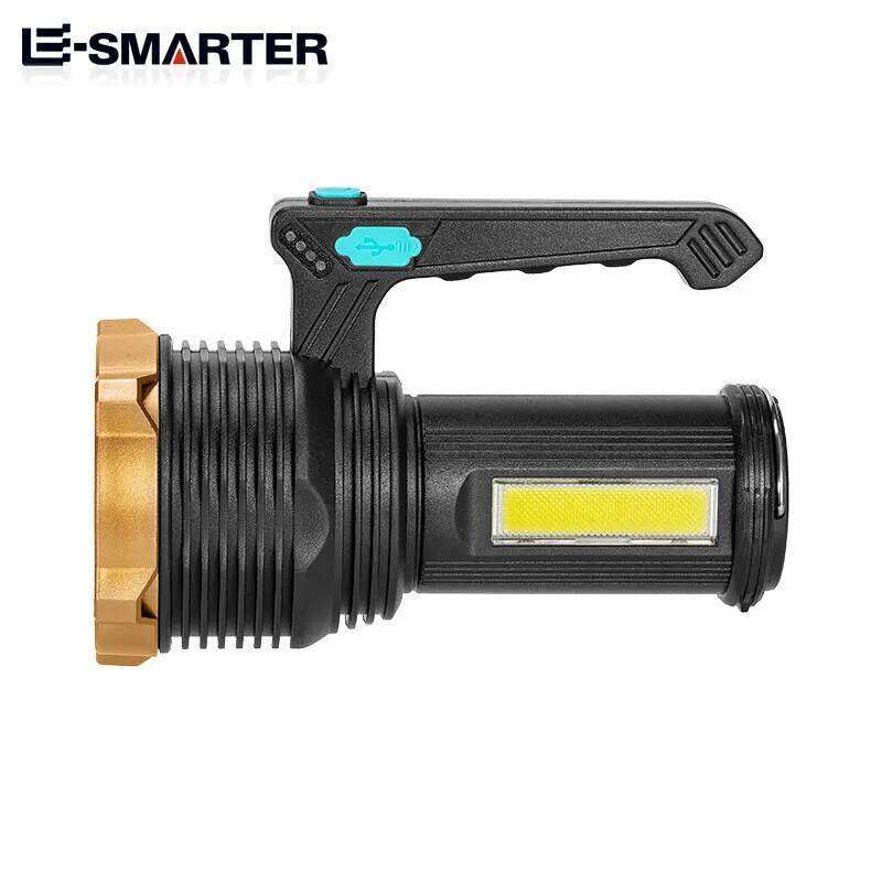 Portable Handheld Flashlight LED Super Bright USB Rechargeable Torch Lantern Outdoor Camping Waterproof Work Lamp With Sidelight S260302