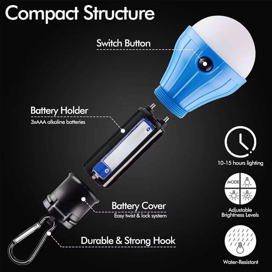 Outdoor Camping Lantern,Portable LED Tent Light with 3 Modes,Hanging Bulb for Hiking Fishing Emergency Lighting,Christmas Gifts S260302