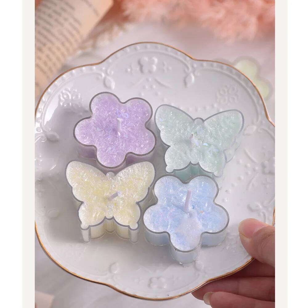 1Pc Ice Flower Butterfly Plum Blossoms Scented Candle, 6Scents 6Colors Candles for Home Fragrance Decoration Gift, Rose Bleu W260303