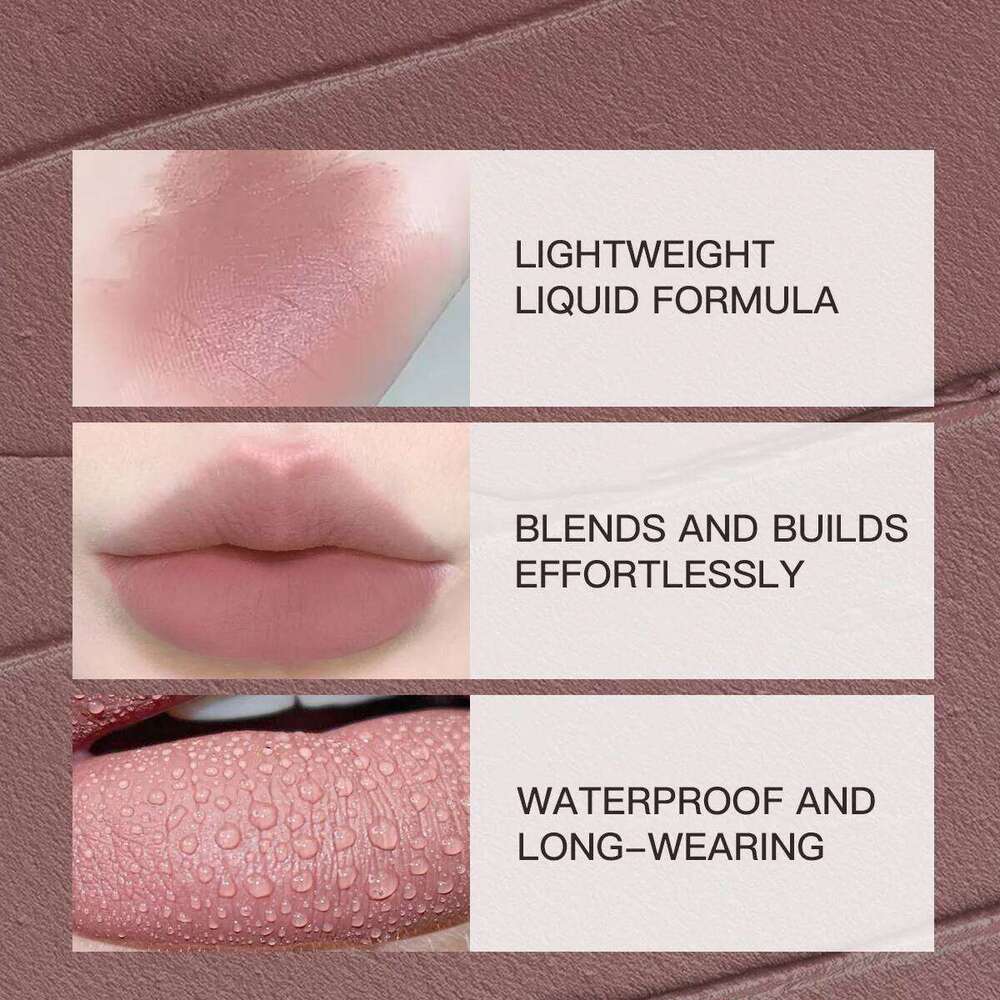 12-color velvet matte, light nude liquid lipstick, long-lasting moisturizing low saturation lip gloss create a natural H260302