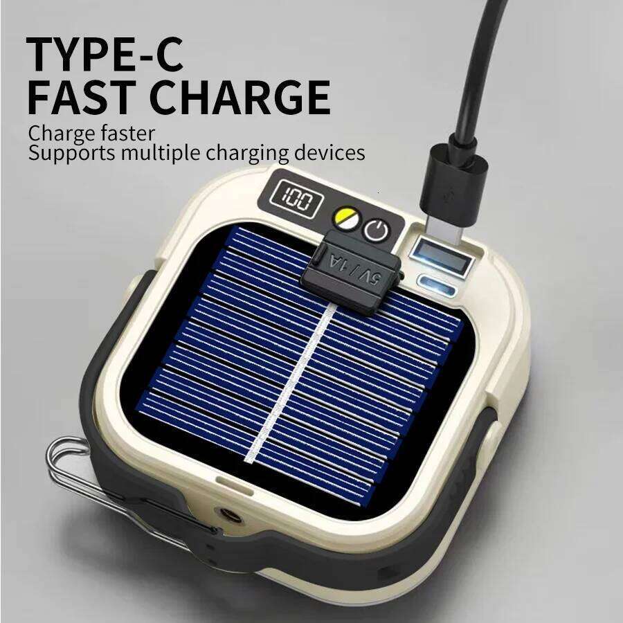 Mini COB Floodlight Rechargeable Pocket Lantern Outdoor Camping Emergency Waterproof Tent Light with Digital Display & Hook S260302