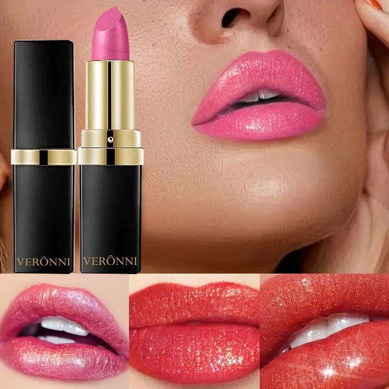 High Pigmented Shiny Lipstick,Stain Resistant,Long-Lasting,Glossy Waterproof Lipstick Shimmering Makeup Valentine'S Day Gift H260302