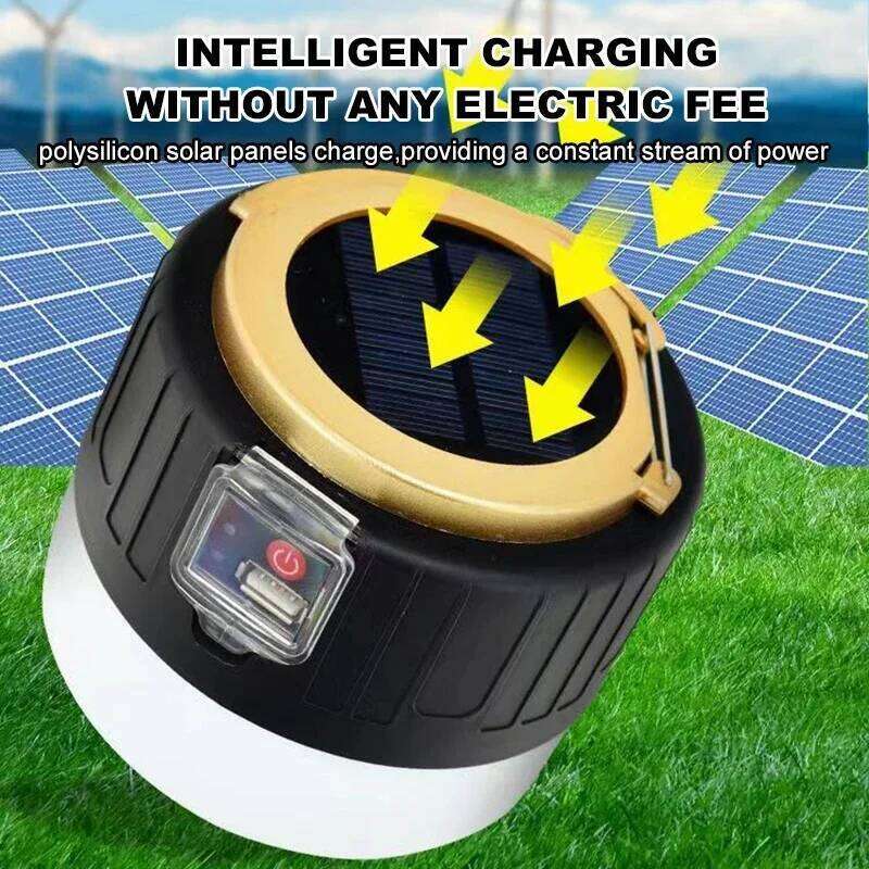 1000W Outdoor Solar LED Camping Light USB Rechargeable Tent Lamp Portable Lanterns Emergency Lights For BBQ Hiking Night Market S260302