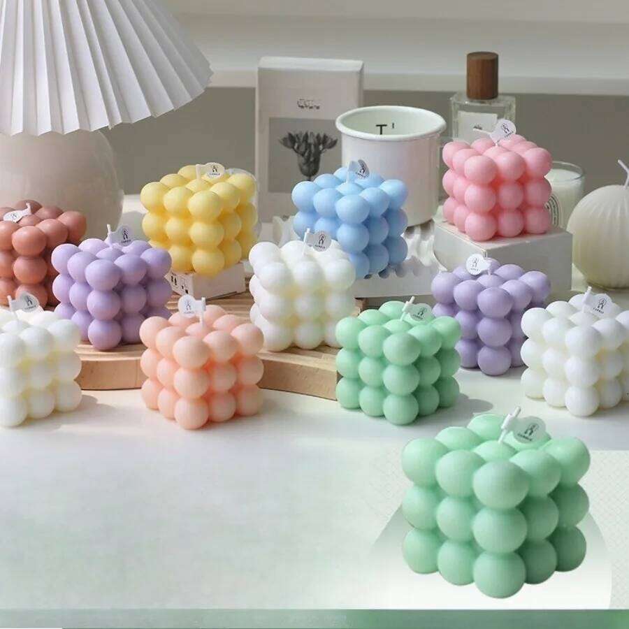 1pc Bubble Cube Handmade Scented Soy Wax Candle for Aromatherapy Home Decor Birthday Wedding Party Candles W260303
