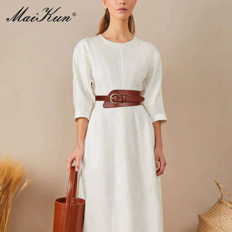 Maikun Genuine Leather Wide Women's Belt For Coat Decorative Sweater With Jeans Dress Suit Waist All-Match Girdle S260228