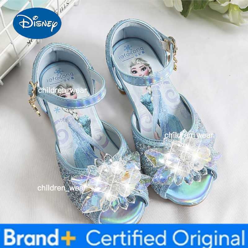 Disney Girls Sandals New Elsa Princess Shoes Summer Frozen Children High Heels Crystal Casual Shoes Sequins Little Girl Shoes H260303
