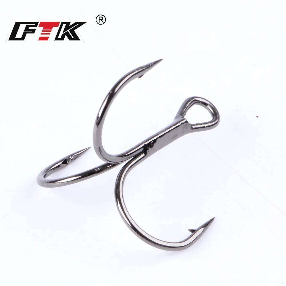 FTK 10-20pcs Hook High Carbon Steel Overturned Treble Hooks Hard Bait Fishing Tackle Round Bend For Pike Bass Z260228