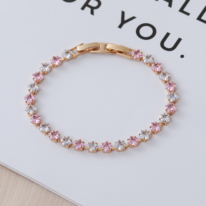 High-quality colorful zircon luxury bracelet, Korean-style fashion, simple elegant women's jewelry, versatile and sophisticated bracelet - view 4