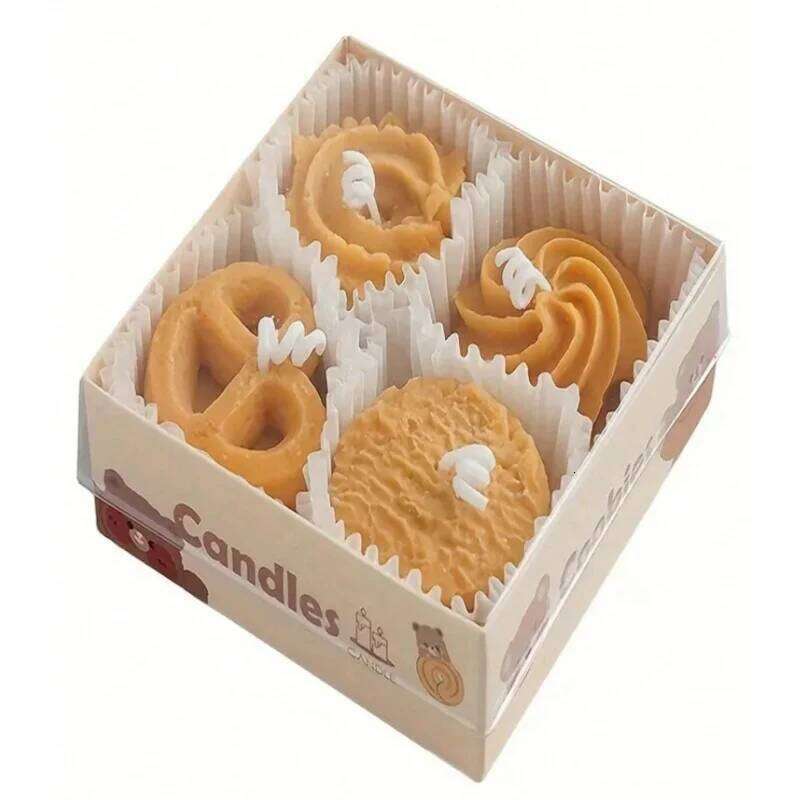 biscuit candles, cookie scented box creative candles ins set gift modeling wax, holiday decoration W260303