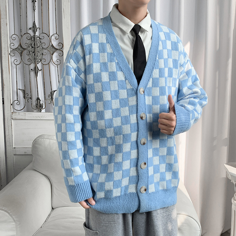 2026 Luxury Brand Designer Clothing Cardigan Plaid Sweater Men Spring Autumn High Street Ins European American Hiphop Knitwear Autumn Korean Version T