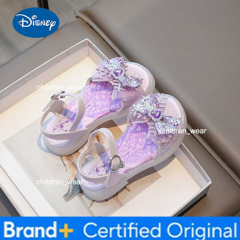 Disney KidsCasual Shoes Sandals Crystal Beach shoes Elsa EVA Summer Shoes For Girls Velcro Anti-slip Blue Purple Shoes Size 29-36 H260303
