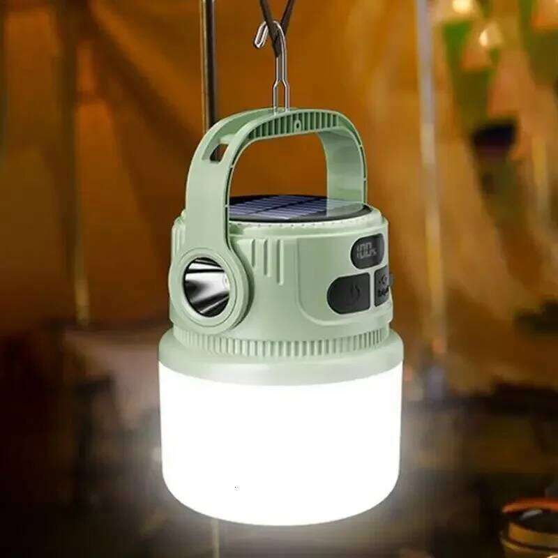 Portable Flashlight LED Camping Solar Rechargeable Lantern Waterproof Outdoor Supplies Lightweight Tent S260302