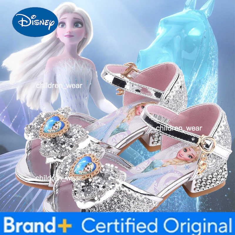 Disney Frozen 2 Elsa Princess Girls Crystal High-Heel Sandals Non-slip Soft Sole Cartoon Shoes Perfect for Party Catwalk H260303