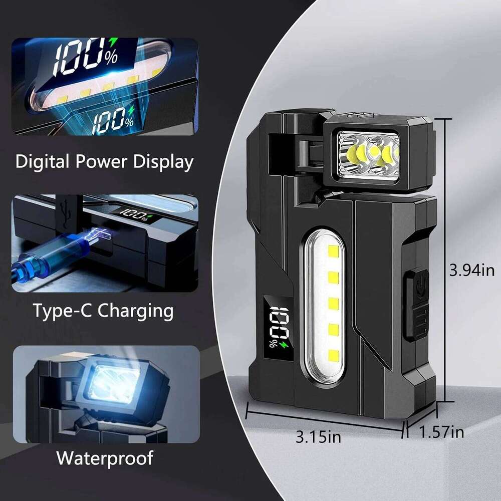 Portable Mini Flashlight Ajustable-angle USB Rechargeable Multifunctional Flashlights Outdoor Red and Blue Warning Work Lights S260302