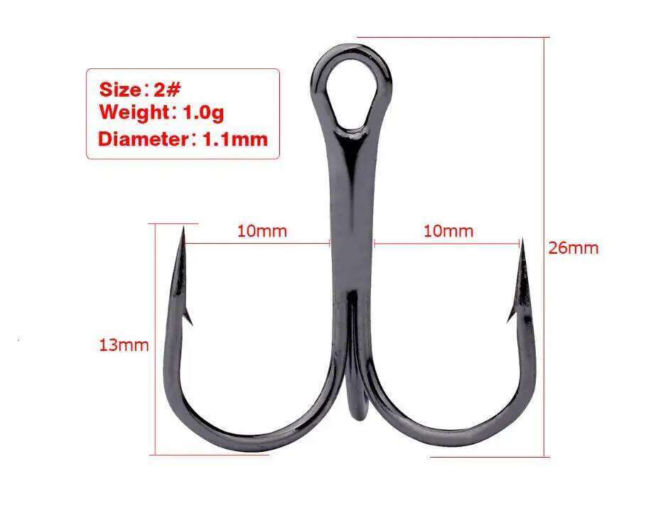 10pcs Hooks High Steel Carbon Material Treble Black Fishing Hook Round Folded Saltwater Bass 3/0 -10 # Tackle Tools Z260228