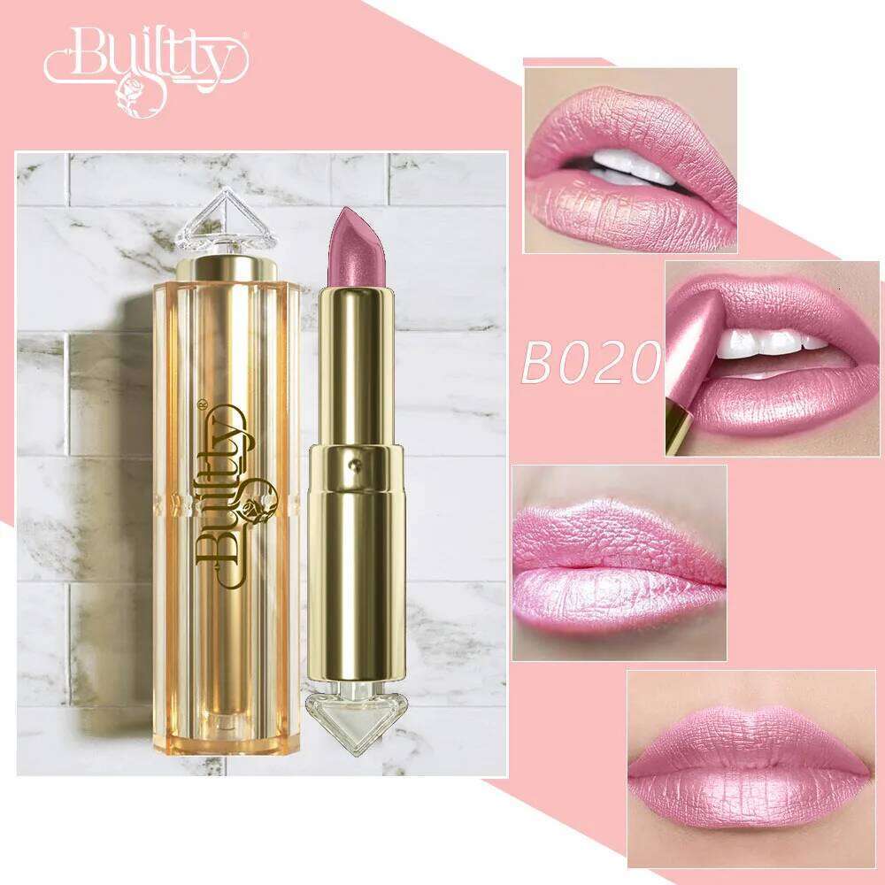 Korea Cosmetics Coral Pink Lipstick Sparkling Metallic Glitter Long Lasting Smooth Shimmer Pearl for Women H260302
