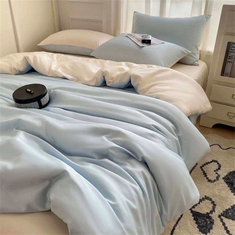 Washed Silk Bedding Duvet Pillowcase Bed Sheet Four Piece Set Quilt Cover Bedspreads Single Double King Bedroom Decor W260302