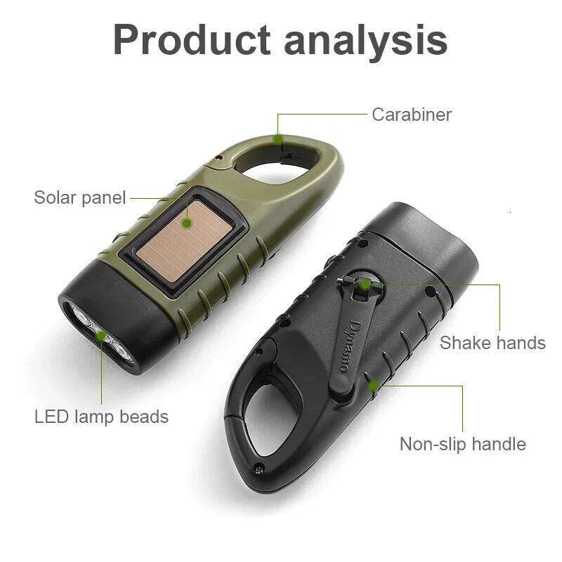 LED Survival Emergency Flashlight Solar Powered Rechargeable Hand Crank Dynamo Torch Hiking Lantern S260302