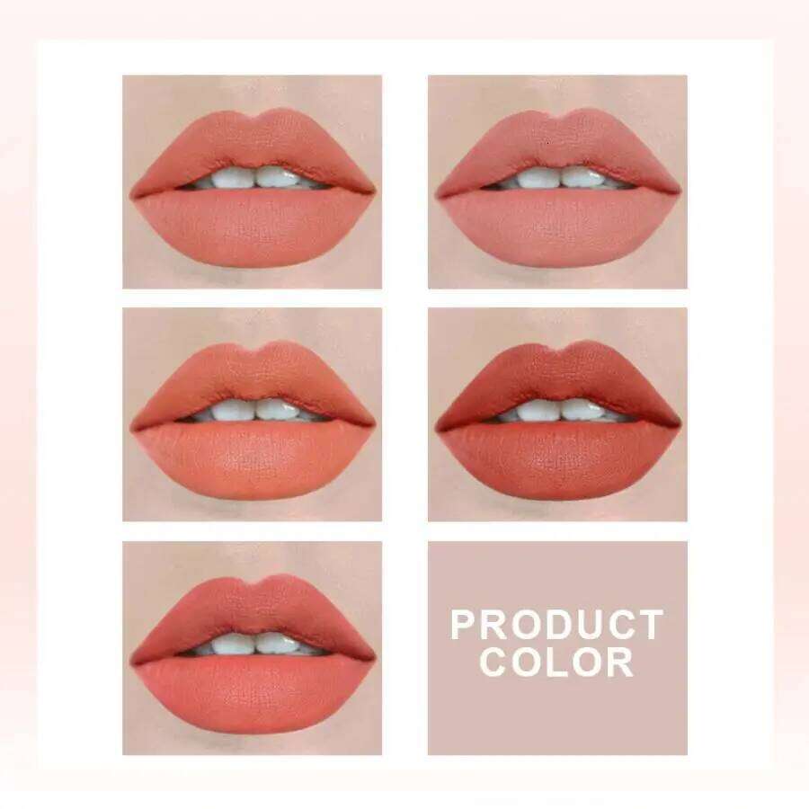 Five Set Whitening Complexion Waterproof Velvet Matte Long-Lasting Makeup Effect Lip Gloss Non-Stick Cup Non-Fading Lipstick H260302