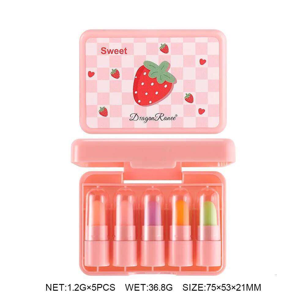 Cute 5pcs Temperature Color Changing Gift Cosmetics Mini Lipstick Set fruit flavor Lipgloss Makeup for Women Girl H260302