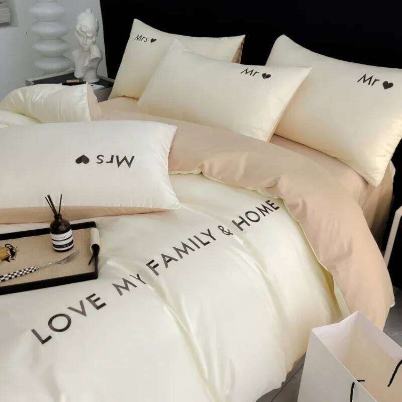 Nordic Luxury Egyptian Cotton Bedding Set King Queen Double Twin Size with Sheet Duvet Cover Pillowcases 1/2 People Bed Linens W260302