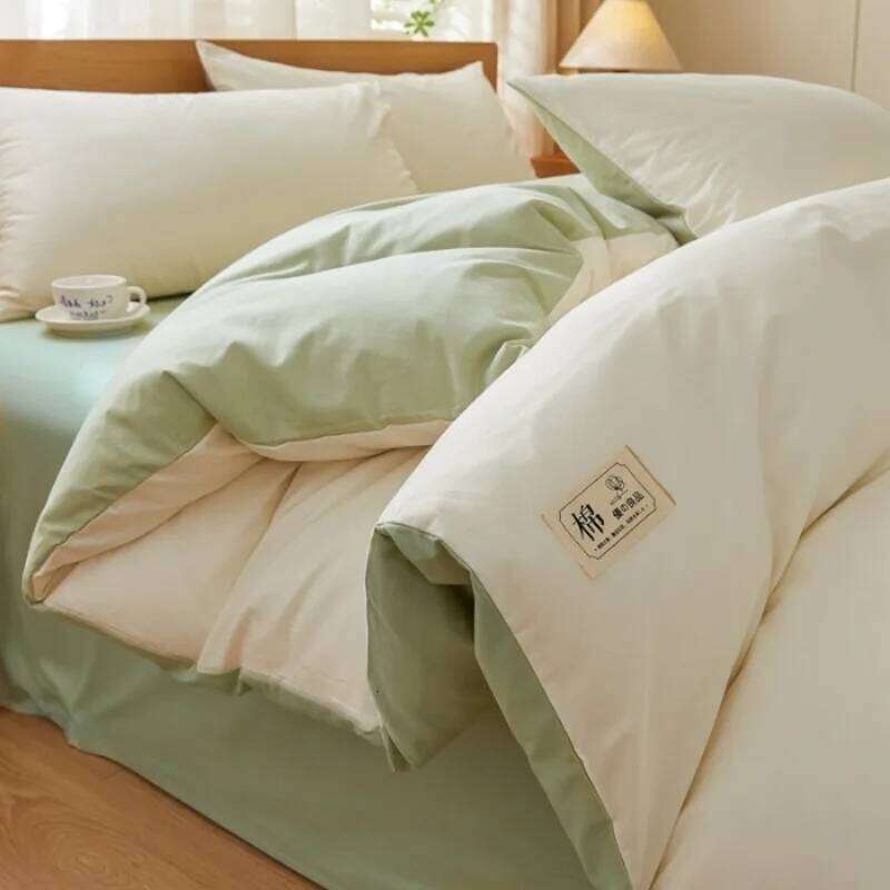 2025 new solid color matching pure cotton quilt cover bed four-piece student dormitory 3-piece set available in all seasons W260302