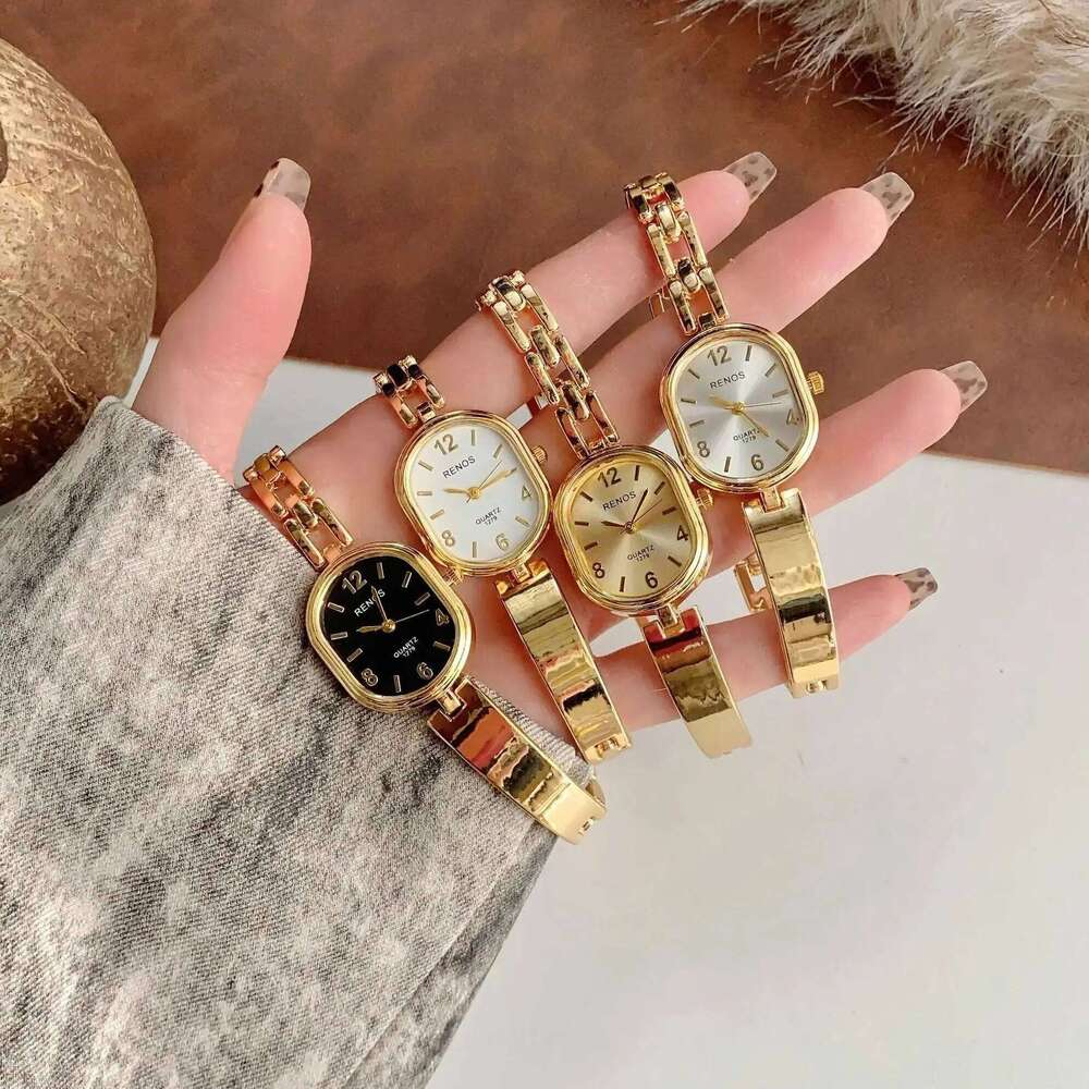 Women's Oval Gold Simple & Fashionable Quartz Watch, Suitable for Daily Wear and Decoration XJ260303