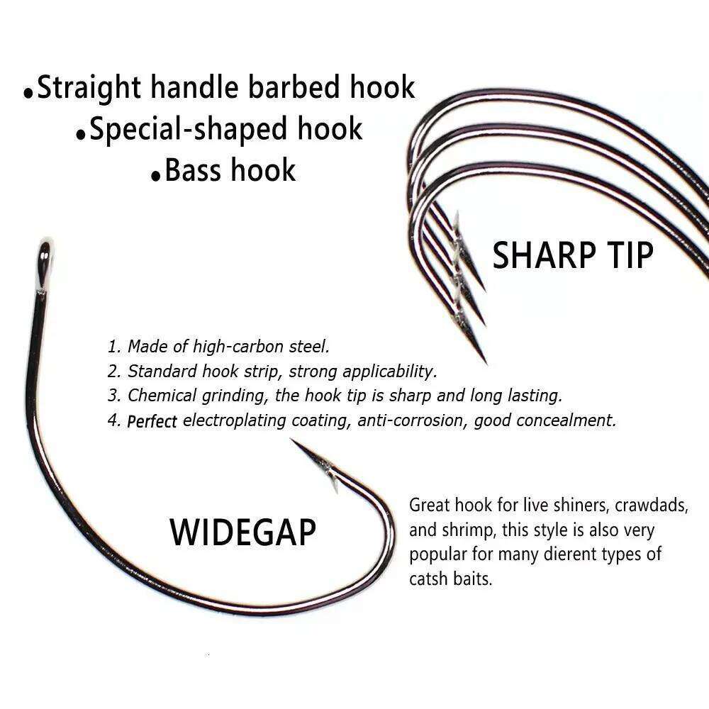 Bimoo 50PCS High-carbon Steel Live Lure Shiner Fishing Hook Straight Eye Saltwater Freshwater Bass Hooks #6 - #5/0 Z260228