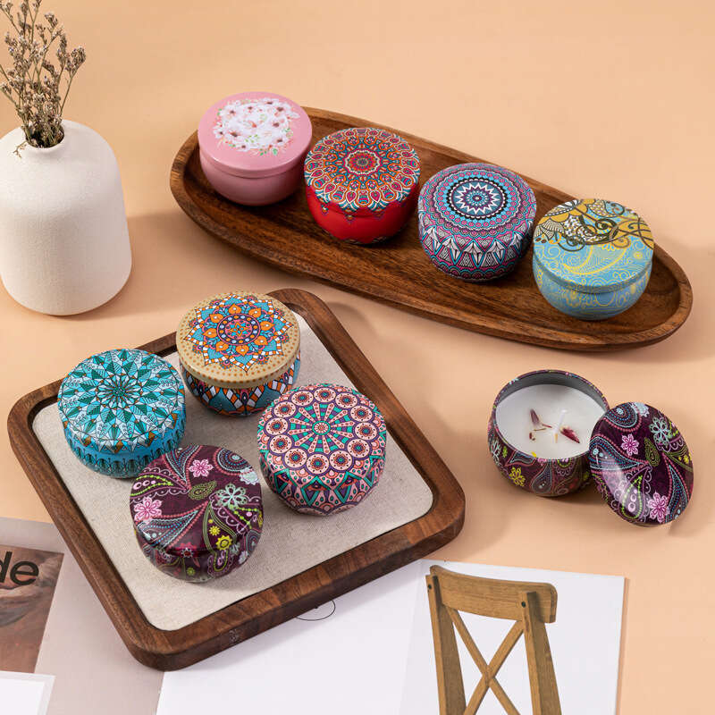 Aromatherapy Set Soy Wax Gift Box Tin Can Dried Flower Pattern Candle Cross-Border Souvenir W260303