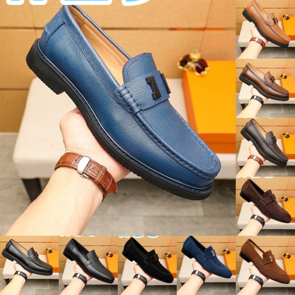 69model Genuine Leather Designer Mens Dress Shoes luxurious Brand Soft Men Loafers Moccasins Breathable Slip on Male Boat Shoes Plus Size 38-46