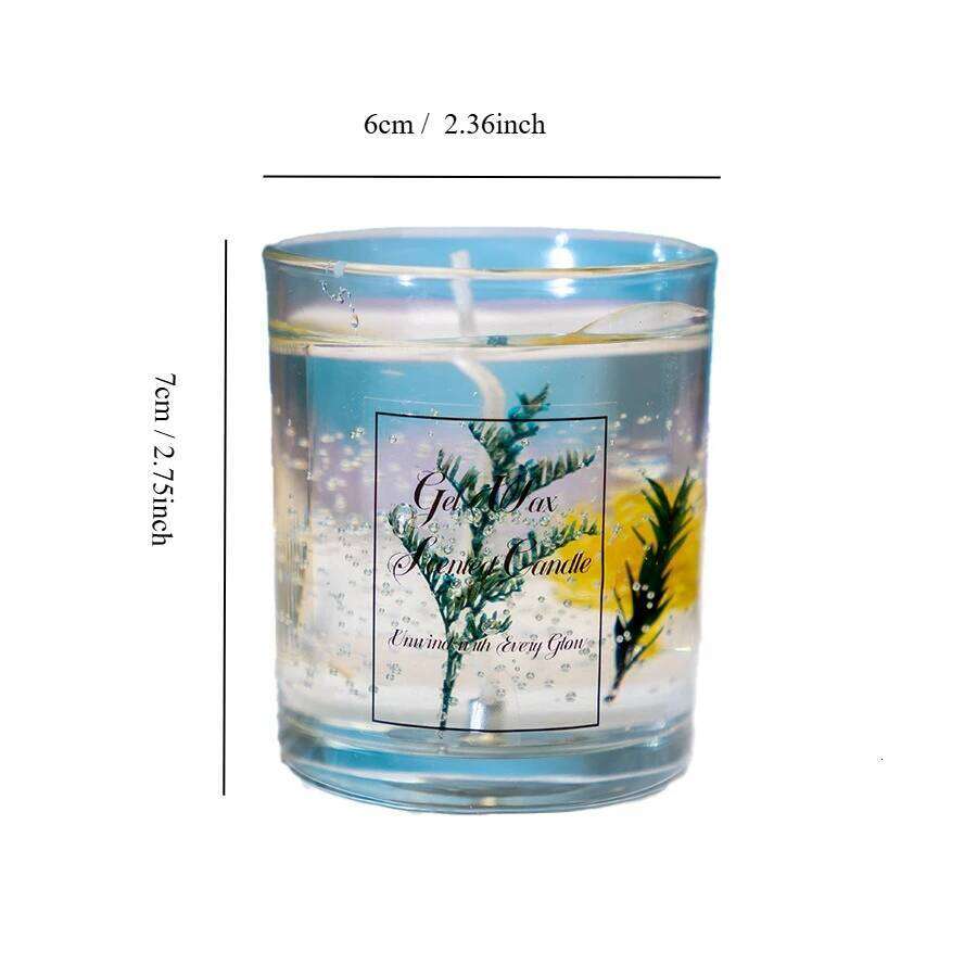 luxury Dried Flower Gel Candle Gift Set-Soy Wax in Crystal Vase, Scented Souvenir&Home Centerpiece with Vegan Aromatherapy W260303