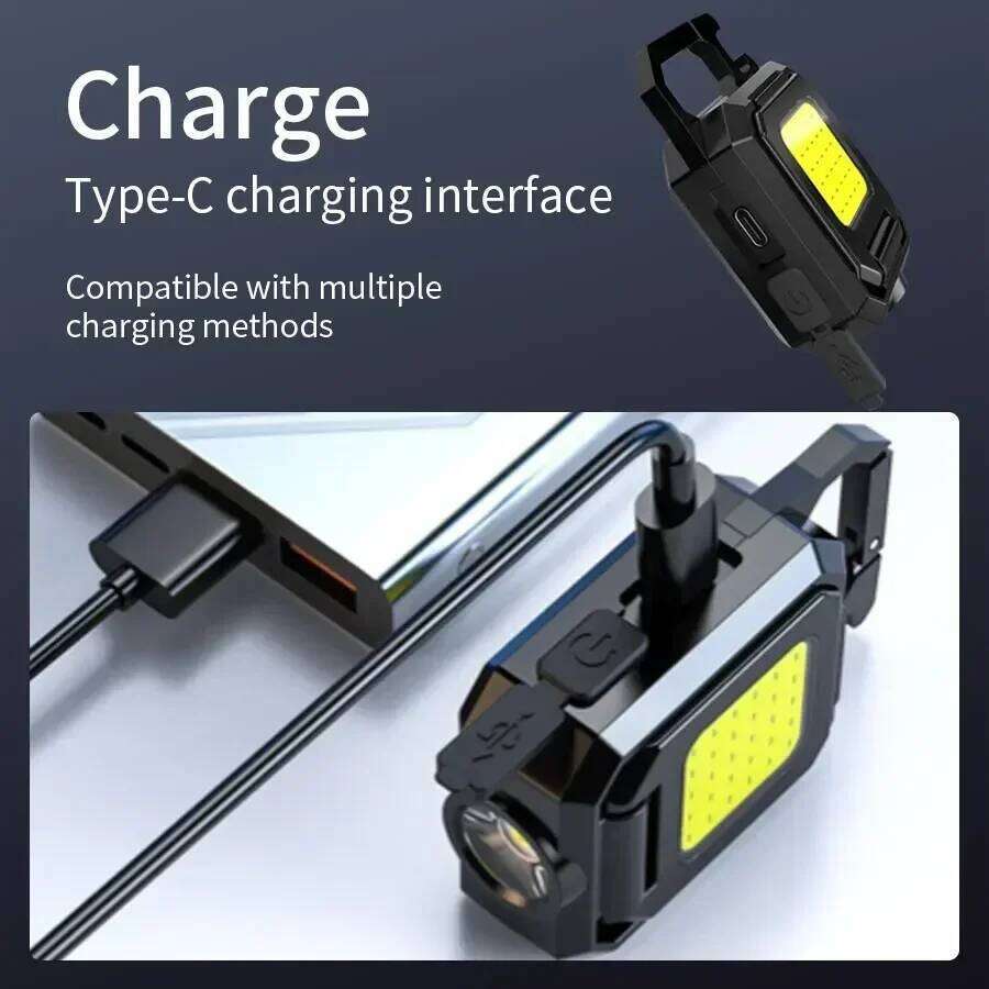 LED Mini Keychain Light COB Work Emergency Lighting Bottle Opener for Camping Outdoor Gadget Multifunctional Magnetic Flashlight S260302