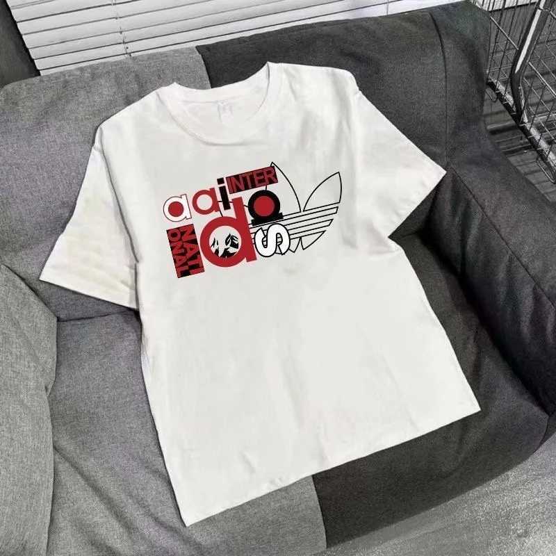 T-shirt Men Street Style Deconstructed Logo Print Casual Cotton Short Sleeve TopT260303